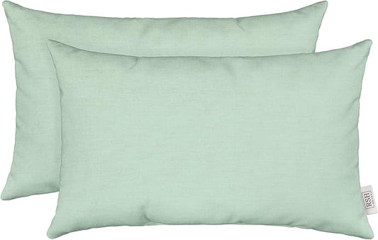 RSH DECOR: Sunbrella Lumbar Throw Pillows Set of 2 | 20" x 12" | Water and Fade-Resistant Performance Fabric | Outdoor Pillow Covers with Down-Alternative Inserts | Canvas Spa