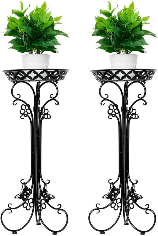 2 Pack Metal Potted Plant Stand Tall Flower Pot Stands Potted Holder Indoor Outdoor Decorative Plant Display Rack for Garden