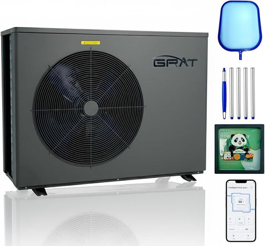 Full Inverter Pool Heater, 78000 BTU, 25000 Gallons, Electric Swimming Pool Heater Pump for Above Ground and Inground Pool, WiFi Capable Timer, Heating and Cooling, Defrosting, 220-240V