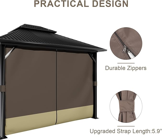 BPS 12' x 16' Gazebo Curtain Privacy 4-Panel Sidewall Outdoor Replacement Shade (Only Curtain)
