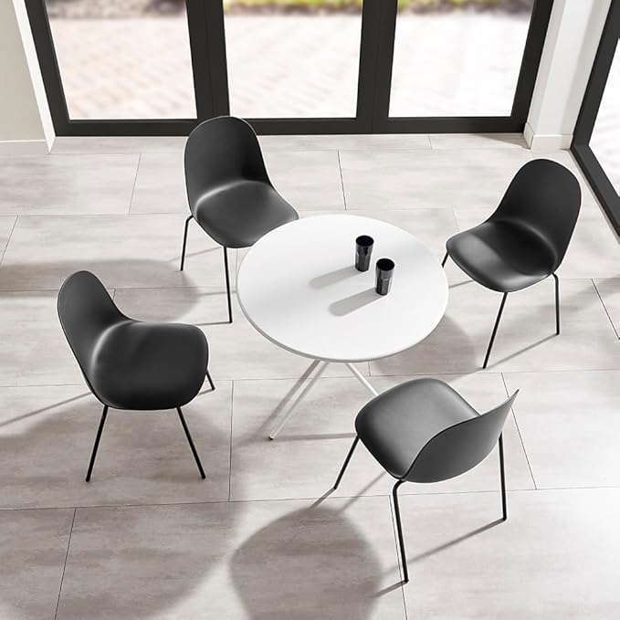 Minimalist Design 31.5 Inch Diameter Round Metal Patio Table, Bistro Table, Dining Table, Suitable for Indoor and Outdoor Cafes and Restaurants (White)