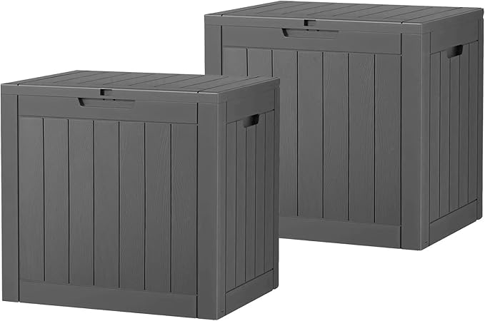 Outdoor Storage Box,2 Packs 31 Gallon Deck Box, Large Resin Storage Cabinet for Gardening Tools, Patio Pillow, Lockable, Waterproof and UV Resistant