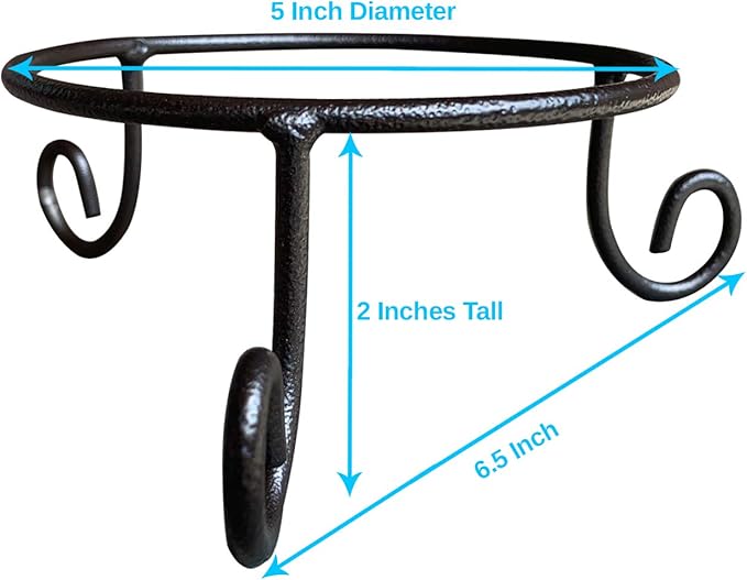 Black Iron Ball Stand - Gazing Globe Stand for Balls, Sphere Holder Wrought Iron Display Stand, Crystal Ball Stand, Glass Bowl Ring Metal Egg Stands, Gazing Ball Stand (5" Diameter X 2" Tall)