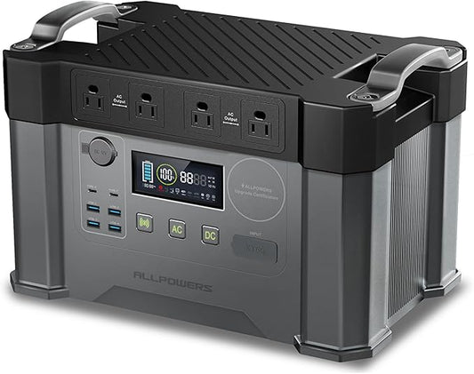 2000w Portable Power Station, 1500Wh MPPT Battery Backup, S2000 Solar Generator with 4 AC Outlets(Peak 4000w), Solar Power Bank for 11 Devices, for Home Use, Outdoor Camping, Traveling, RVs