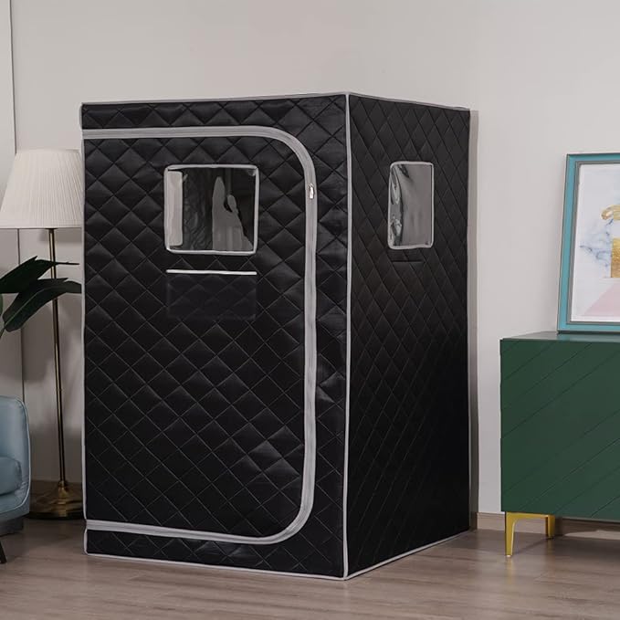 Smartmak Full Size Steam Sauna, One or Two Person Whole Body Large Space Home Spa, 4L Steamer Included- BlackGrey