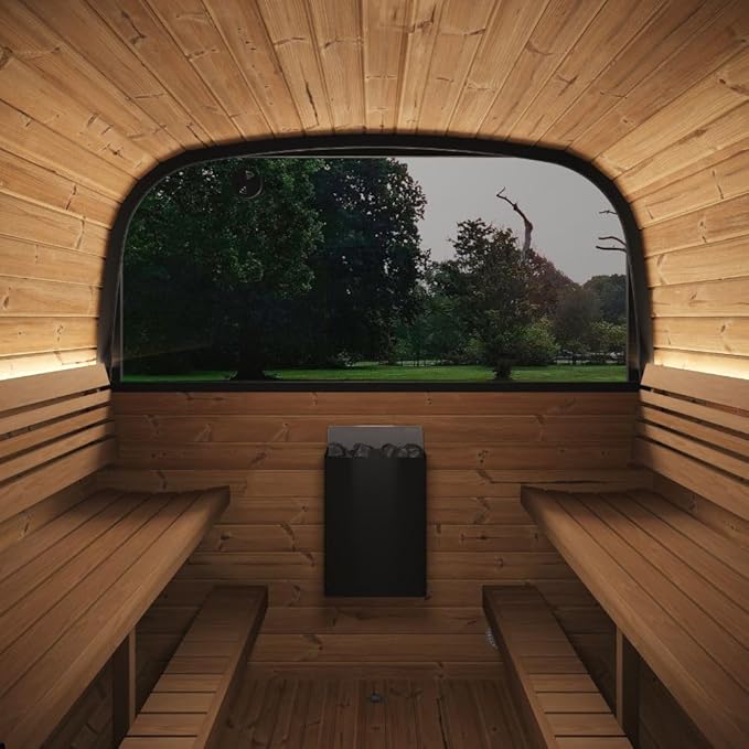 Model CL12GCP, Cube-Series Outdoor Home Sauna Suite Kit, Up to 8 Persons (Sauna Heater and Sauna Stones Included) (Drop 9 WiFi - White)
