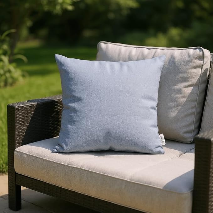 RSH DECOR: Sunbrella Square Throw Pillows Set of 2 | 24" x 24" | Water and Fade-Resistant Performance Fabric | Outdoor Pillow Covers with Down-Alternative Inserts | Canvas Air Blue