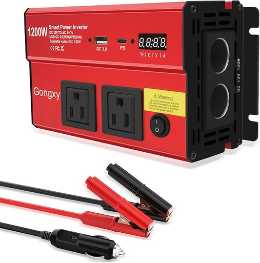 Car Power Inverters 1200W Inverter - 12v DC to 110v AC Converter with AC Outlets USB Type-c Port,Car Power Converter for Truck/Home/Vehicles/Laptop Trip