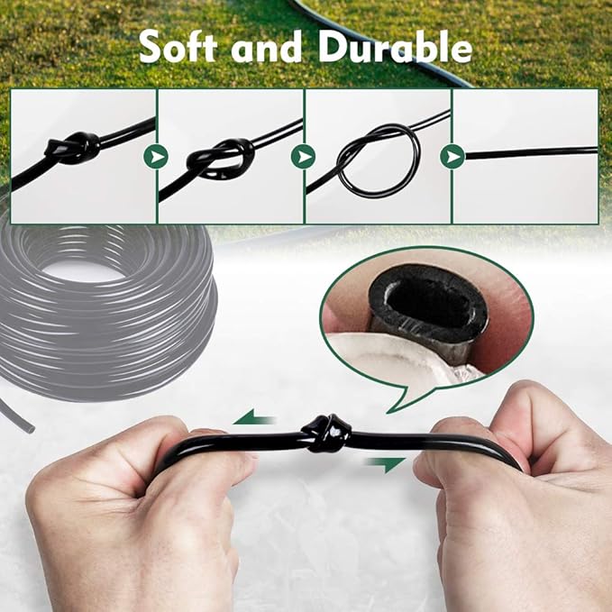 Bonviee 200ft 1/4 inch Drip Irrigation Tubing Blank Distribution Hose Garden Watering Tube Line for Drip Irrigation System