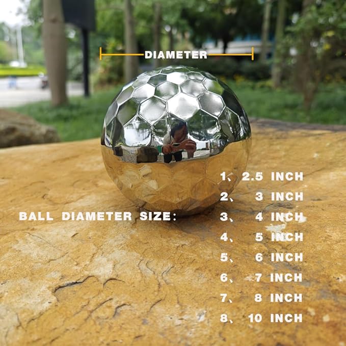 304 Stainless Steel Gazing Ball Sculptures Diamond Ball Decoration Mirror Hollow Decor Ball Reflective Garden Sphere Hollow Metal Ball Ornament Statues Gazing Globe for Home Garden (5 inch)