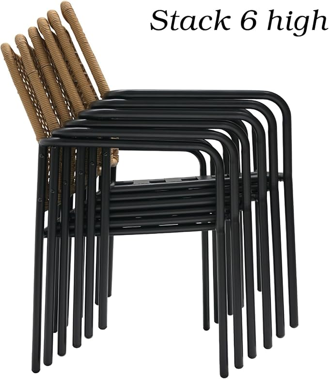 Rattan Patio Chairs, Rectangle Table Set of 6 with 63"x38" Table,Swivel and Dining Chairs, All-Weather for Outdoor, Balcony, Backyard, Deck