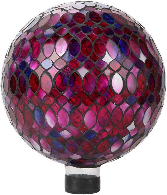 Lily's Home Colorful Mosaic Glass Gazing Ball, Designed with a Stunning Holographic Petal Mosaic Pattern to Bring Color to Any Home and Garden, Red, Blue & Purple (10 Inches Dia.)