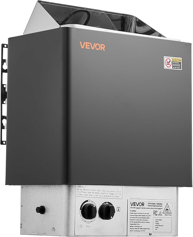VEVOR Sauna Heater, 2KW AC 120V Electric Sauna Stove, Dry Steam Bath Saunas Stove with Pre-Drilled Bracket, Fit 52.9 to 88.2 CU.FT Saunas Rooms, Steam Bath Stoves for Home, Commercial, Leisure Venues