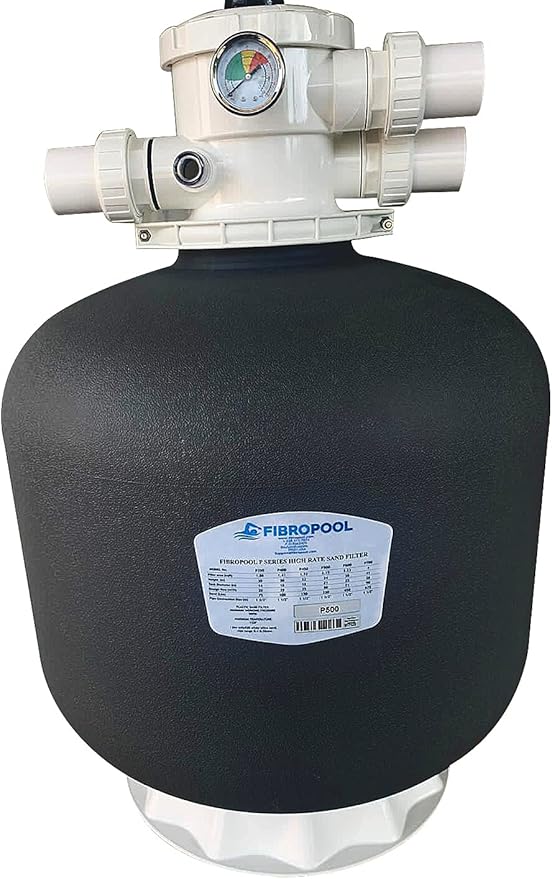 FibroPool Sand Filter Pump System For Above Ground Swimming Pools - Designed and Assembled in USA - Hose Adapters Included - High Efficiency - FSP Series (FSP18) Black