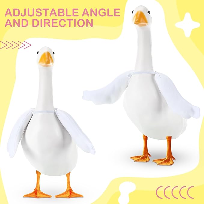 2 Pcs Poseable Goose Wings for 15”- 20" Porch Lawn Goose Outfit Accessories Poseable White Wings for Outdoor Patio Yard Lawn Art Decoration (Rippled Edge)