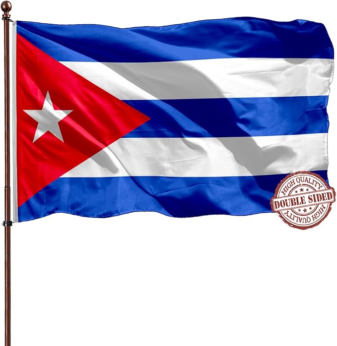Cuban Cuba Flag 3x5 Outdoor Double Sided- 3Ply 240D 4 Rows Stitched- Large 3x5 Cuban Flag For Wall- UV Fade Resistant With Canvas Header & 2 Brass Grommets