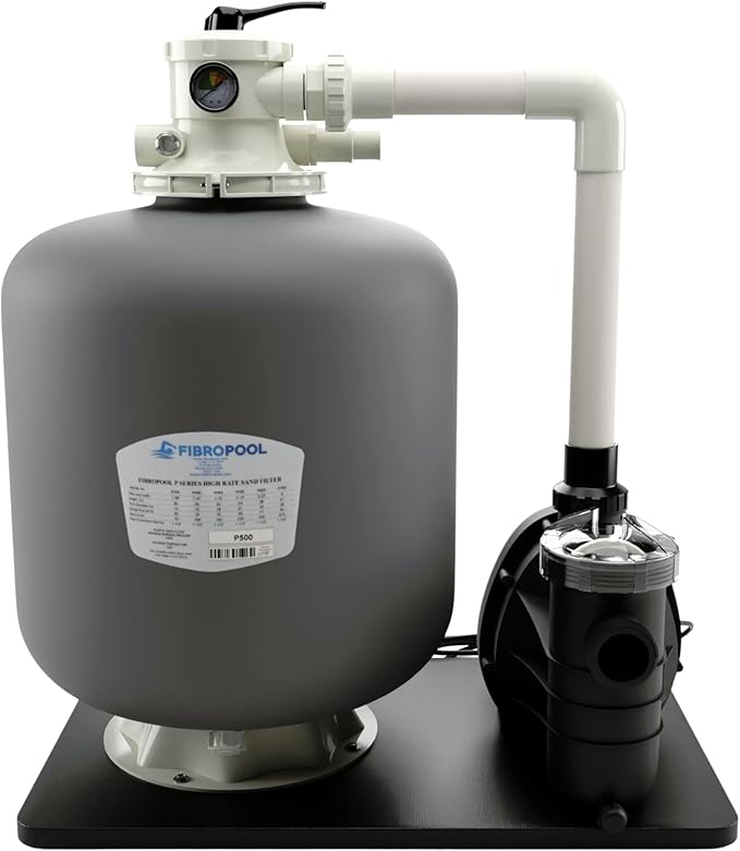 FibroPool Sand Filter Pump System For Above Ground Swimming Pools - Designed and Assembled in USA - Hose Adapters Included - High Efficiency - FSP Series (FSP21) Black