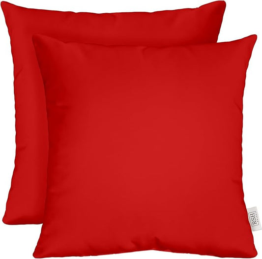RSH DECOR: Sunbrella Square Throw Pillows Set of 2 | 20" x 20" | Water and Fade-Resistant Performance Fabric | Outdoor Pillow Covers with Down-Alternative Inserts | Canvas Jockey Red