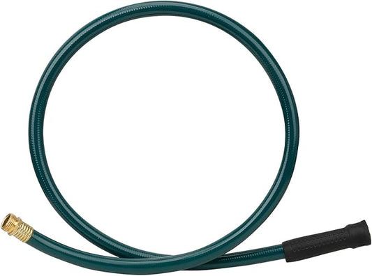Worth Short Lead-in Green Garden Hose 5/8 in. x 4 ft. -Kink Free, No Leaking, Male/Female Fittings -Heavy Duty Durable Flexible Lightweight Water Pipe -Brass Aluminum Ends for Household & Yard Use