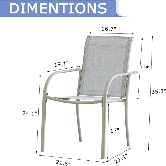 Patio Chairs Set of 8, Outdoor Dining Chairs with Breathable Textilene Fabric, Stackable Patio Chairs for Lawn, Garden, Backyard, Poolside, Beige