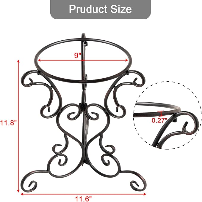 9" Metal Gazing Ball Stand, Scroll Gazing Globe Stand for 10 or 12 Inches Garden Gazing Globes, Indoor/Outdoor Gazing Ball Display Holder, Black