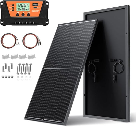 200 Watt Solar Panels Kit, 30A PWM Charge Controller 12V 200W Solar Kit System, Monocrystalline PV Module for RV Home Rooftop Camping Boats Trailer Vehicle Shed Off-Grid System (200W, Single Panel)