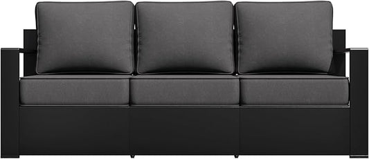 Outdoor Patio Furniture Aluminum Patio Sofa, All-Weather Metal Outdoor Couch with 6 Inch Thick Cushions for Garden, Outside and Porch (Grey, 1 PCS/Sofa)