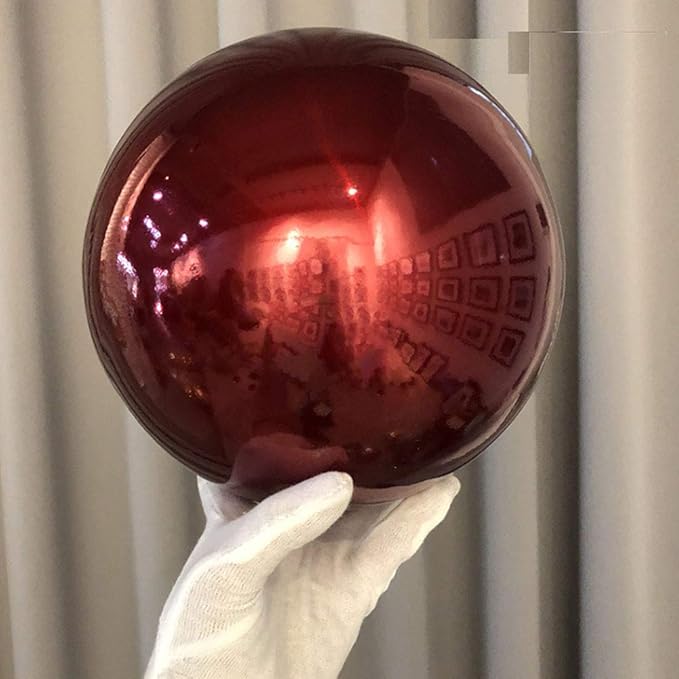 10 inch Diameter Red Gazing Ball,Red Stainless Steel Polished Reflective Smooth Garden Sphere Globe Mirror,Colorful and Shiny Addition to Any Garden or Home