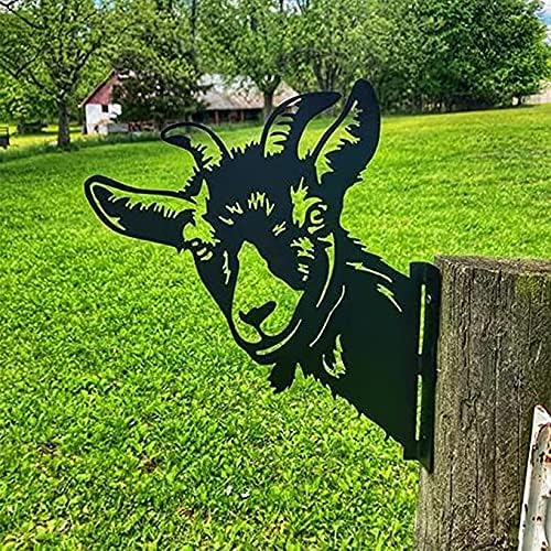 Garden Peeping Goat Metal Art, Farm Metal Goat Yard Decor for Patio, Lawn, Farmhouse