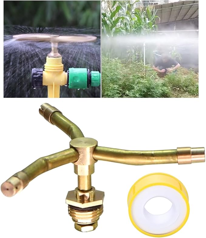 3/4 Arm Automatic Rotary Sprayer with Water Sealant Tape, 360 Degree Rotation Irrigation System Sprinkler Head, Sprinklers for Plants, Large Area Coverage Water Sprinkler for Garden Yard Lawns (3-ARM)