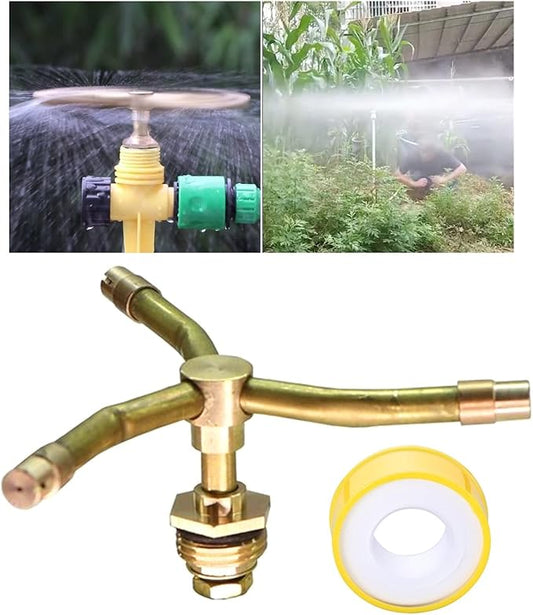 3/4 Arm Automatic Rotary Sprayer with Water Sealant Tape, 360 Degree Rotation Irrigation System Sprinkler Head, Sprinklers for Plants, Large Area Coverage Water Sprinkler for Garden Yard Lawns (3-ARM)