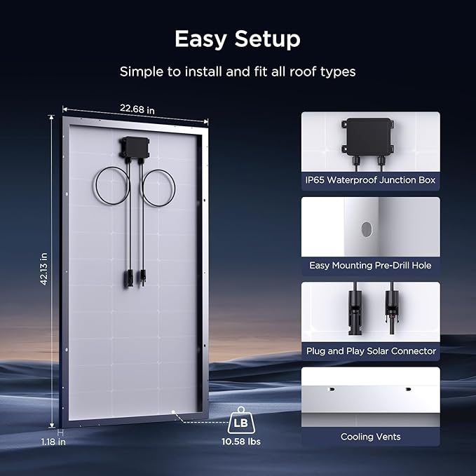 200W Solar Panel, 2Pcs 12V 100 Watt Solar Panel with High-Output Design, High Efficiency Monocrystalline PV Module,Ideal for RV, Van,Camping, Marine, Rooftop,Home, Farm, Off-Grid (2PCS)