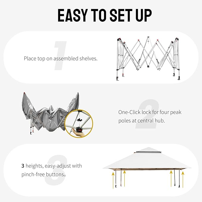 CROWN SHADES 11X11 Outdoor Pop Up Gazebo Base 10X10 Patio Gazebos Patented Center Lock Quick Setup Newly Designed Storage Bag Instant Canopy Tent with Mosquito Nettings (11x11, Gray)