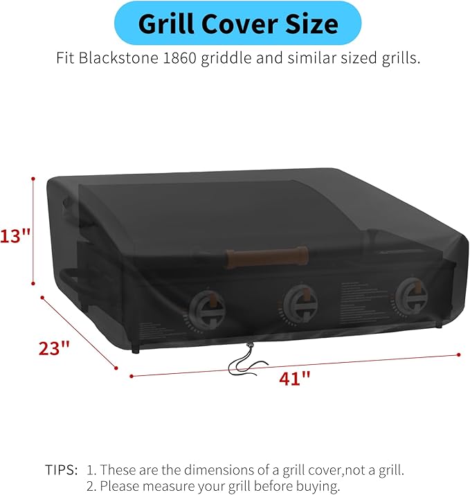 Kingling Grill Cover for Blackstone 1860 2225 On The Go Range Top Combo Griddle, 41 inch Waterproof & Dustproof Outdoor Grill Cover (Cover Only) - Black