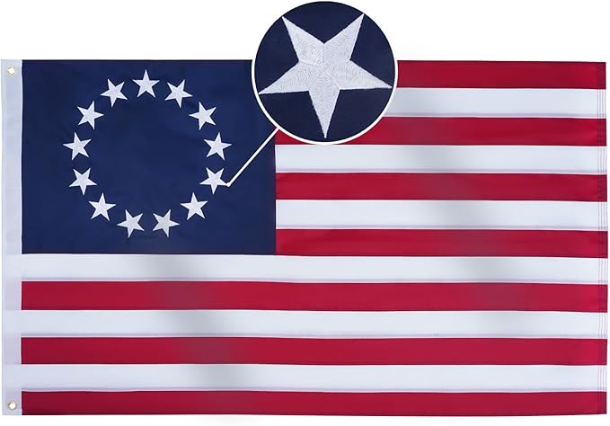Homissor Betsy Ross Flag 2x3 Feet Embroidered 13 Star American Flags for 250th Anniversary Heavy Duty Outdoor Colonies Banner for Outside