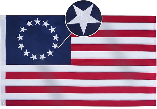 Homissor Betsy Ross Flag 3x5 Feet Embroidered 13 Star American Flags for 250th Anniversary Heavy Duty Outdoor Colonies Banner for Outside