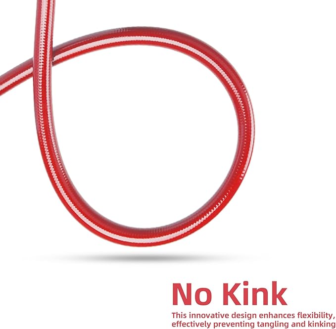 Solution4Patio Long Red Garden Hose 5/8 in. x 100 ft. -Kink Free, No Leaking, Male/Female Fittings -Heavy Duty Durable Flexible Lightweight Water Pipe -Brass Aluminum Ends for Household & Yard Use
