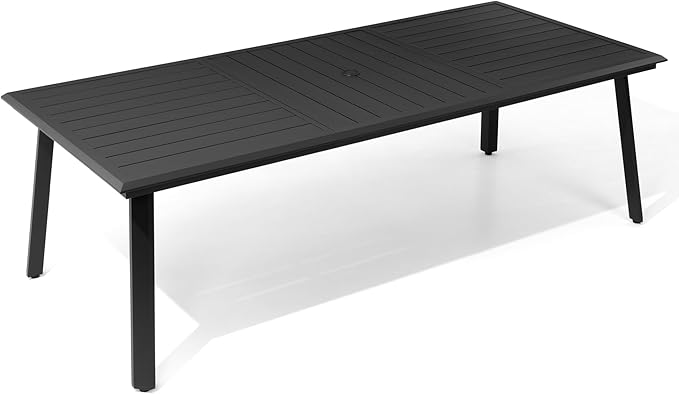 Outdoor Patio Dining Table for 8-10, 94 Inch Aluminum Table with Umbrella Hole, All-Weather Deck & Backyard Furniture