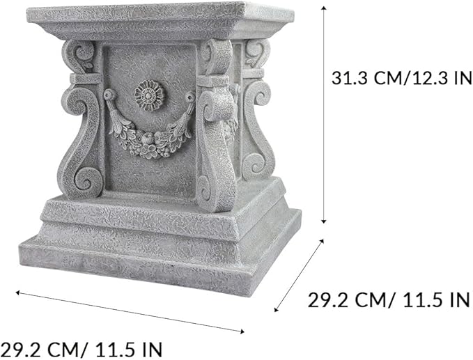 Outdoor Garden Classic Plinth Base Statue Riser，Garden Pedestal Stand For Sculptures, Plant，Flower Pots Decor， Large 12 Inch Tall.