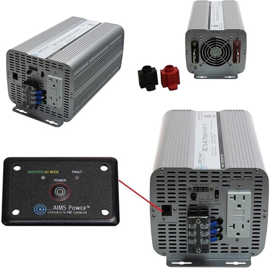 AIMS Power 3600 Watt / 7200 Watt Peak Modified Sine Power Inverter 12 Volt DC to 120 Volt AC ETL Listed with Remote
