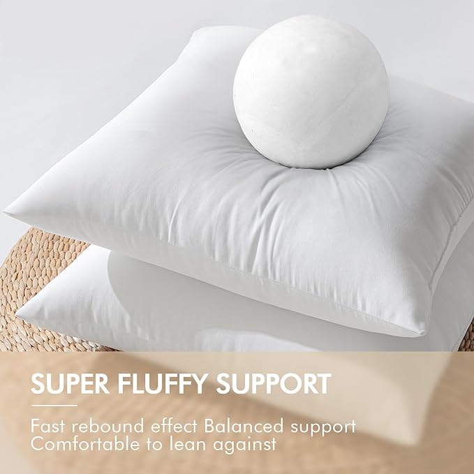 MIULEE Pack of 4 24x24 Inch Outdoor Pillow Inserts Waterproof Decorative Throw Pillow Insert, Square Lumbar Garden Pillow Form for Patio Sofa Couch