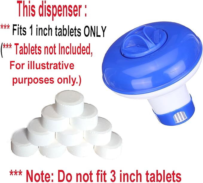 ATIE Collapsible/Retractable Pool Spa 1" Chlorine/Bromine Tablet Dispenser for Pool, Spa, Hot Tub, and Fountain, Perfect for Inflatable & Above-Ground Pools