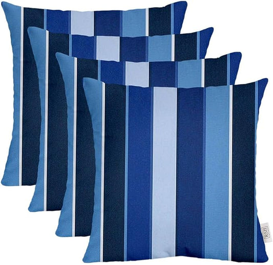 RSH DECOR: Sunbrella Square Throw Pillows Set of 4 | 20" x 20" | Water and Fade-Resistant Performance Fabric | Outdoor Pillow Covers with Down-Alternative Inserts | Milano Cobalt