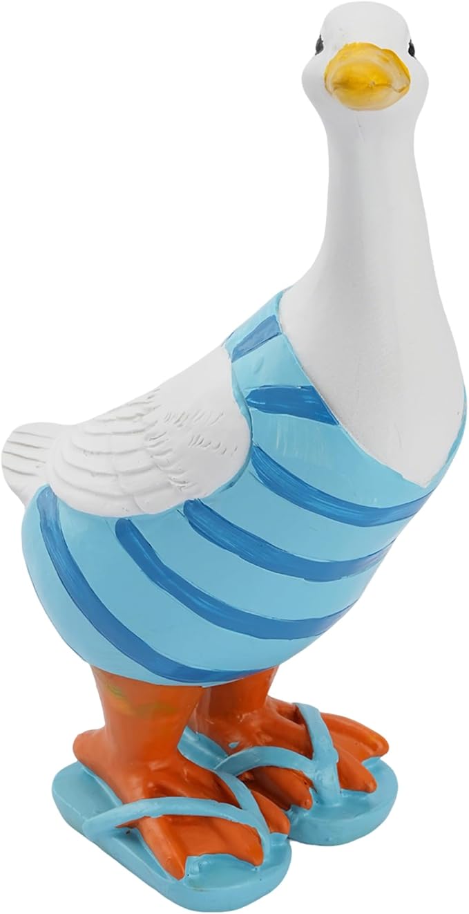 Elenon Duck Statue Garden Decorative, 10 inch High Adorable Flower Bed Animal Outdoor Decor, Yard Patio Art Sculptures Table Ornament, Blue