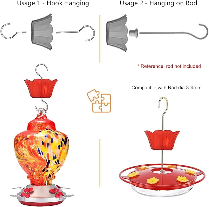 Ant Moat for Hummingbird Feeder - 3 OZ x 2 Pack Red Insect Guard with Large Capacity