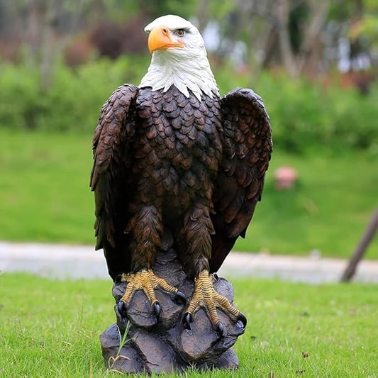 Large Garden Statue Standing Eagle Garden Sculpture, Majestic Hand Drawn Bald Eagle Decoration Flight of Freedom American Bald Eagle Yard Statue, Lawn and Courtyard Outdoor Decoration 13 x 24.4 Inch