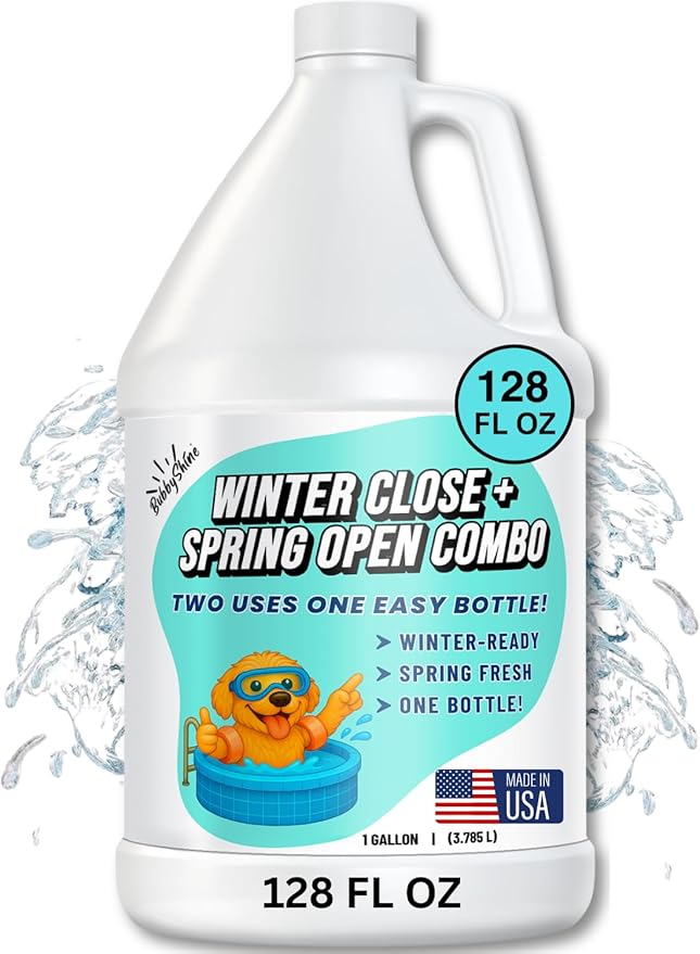 Pool Winter + Spring All-in-One Combo - Pool Closing Kit for Above Ground & Inground Pools, Spring Pool Opening Kit, Pool Winterizing Kit, Pool Chemicals 1 Gallon