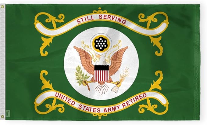 AGAS Large US Army Retired Flag 4x6 Ft - Printed 200 Denier Outdoor Nylon - Double Stitched Edges Canvas Header Brass Grommets - Big Size United States Army Retired Flag