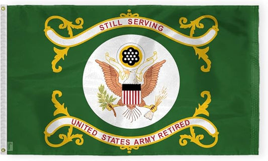 AGAS US Army Retired Flag 3x5 Ft - Printed 200 Denier Nylon - Double Stitched Edges Canvas Header Brass Grommets - Indoor/Outdoor US Army Retired Flag 3' x 5'