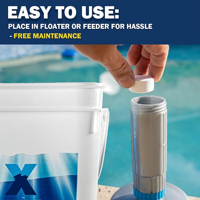 XtremeClear 1" Chlorine Tabs Swimming Pool Hot Tub & Spa Eliminate Bacteria & Algae Sanitizer Makes Water Clean & Crystal Clear Slow Dissolving 5lbs